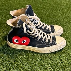 Commes Des Garcons X Converse Black and Cream High-Top Kids Sneakers